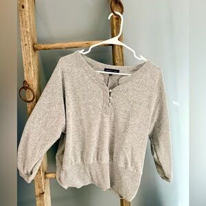 Adrienne Vittadini Heather Gray V-Neck Knit Sweater